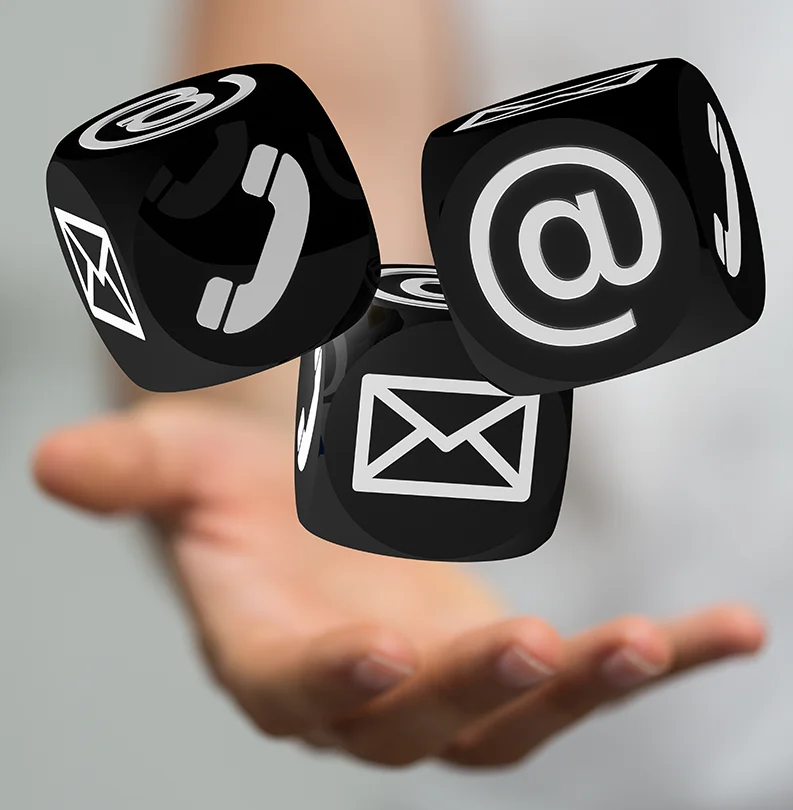 Hand with dice floating above their hand